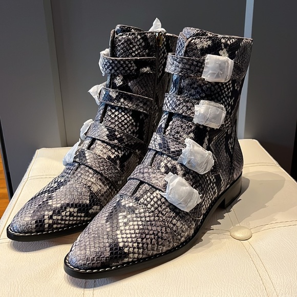 J. Crew NEW Multi-buckle boots in snake-embossed leather 7.5 Retails $298 - Picture 12 of 16